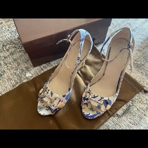 authentic Gucci Flora canvas sawgrass wedge horsebit